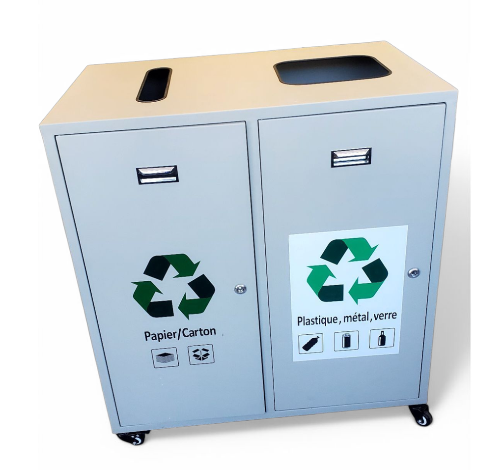 Contenant de recyclage à 2 flux en acier
