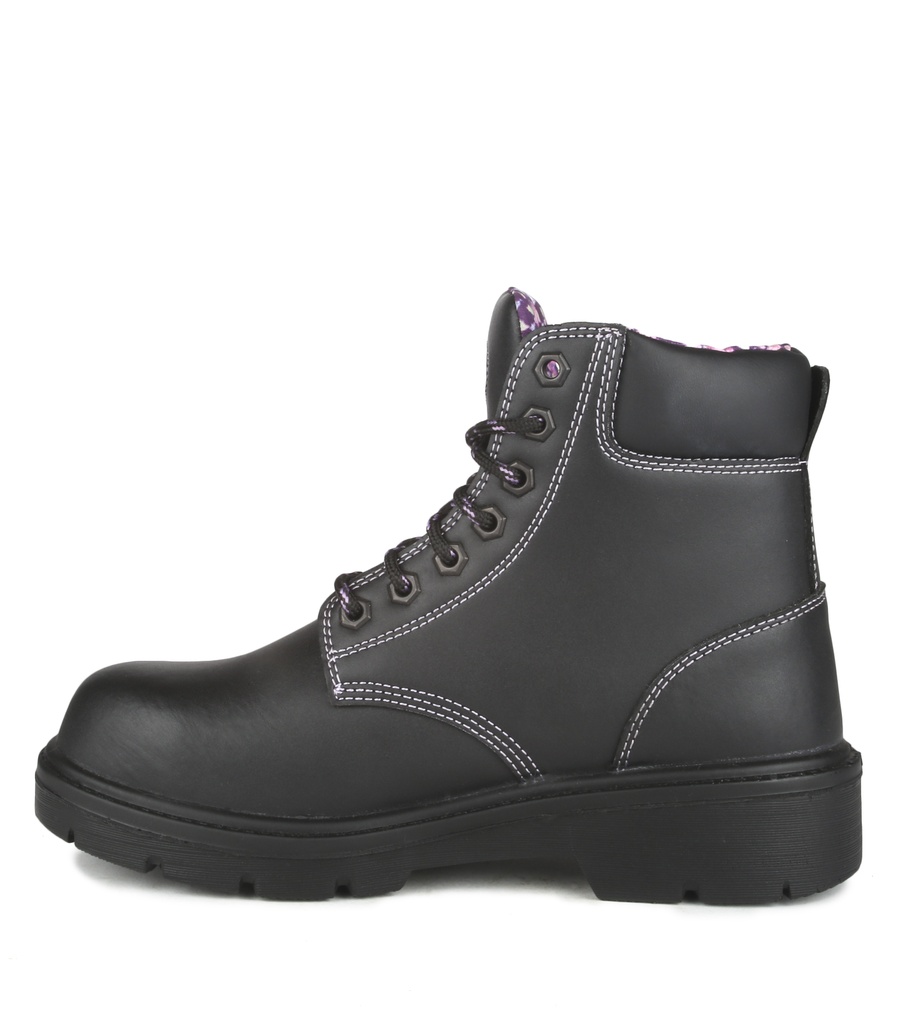 Prolady, Bottes de travail 5'' en cuir pour femme (Noir)