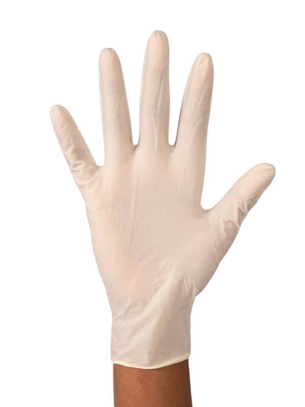 Vibrant Gants jetables en latex beige micro-texturé 4.5 mil sans poudre Moyen 100/Bte
