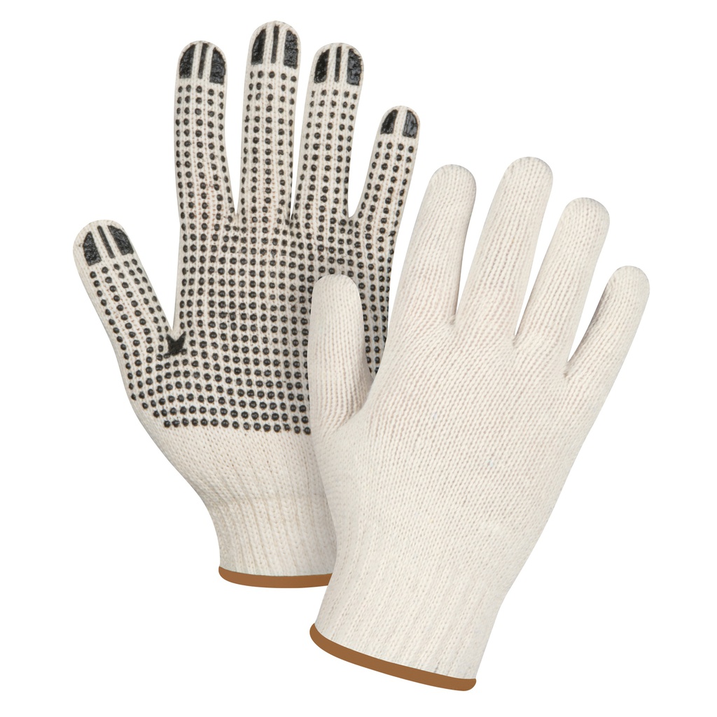 Gants en tricot de poly/coton avec pois de PVC sur 1 côté grand /pr