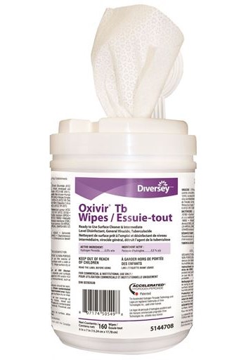 Oxivir TB Lingettes nettoyantes désinfectantes à base de peroxyde d'hydrogène 160/pqt