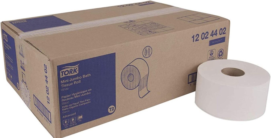 Tork Advanced Papier Hygiénique en rouleau mini-jumbo 2 épaisseurs 751' 12/Cs