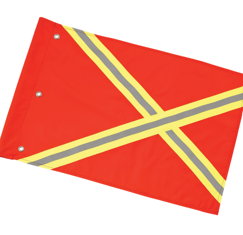 drapeau circ. nylon orange a/bandes