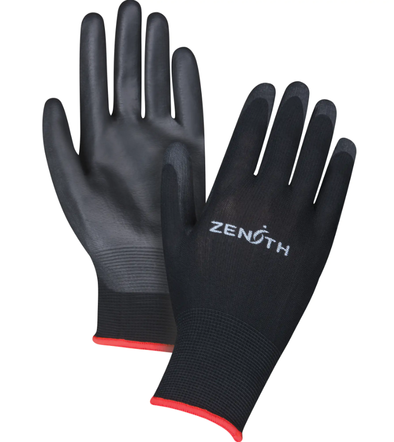 Gants en tricot de nylon noir paume enduite de polyuréthane noir taille 10 /Pr