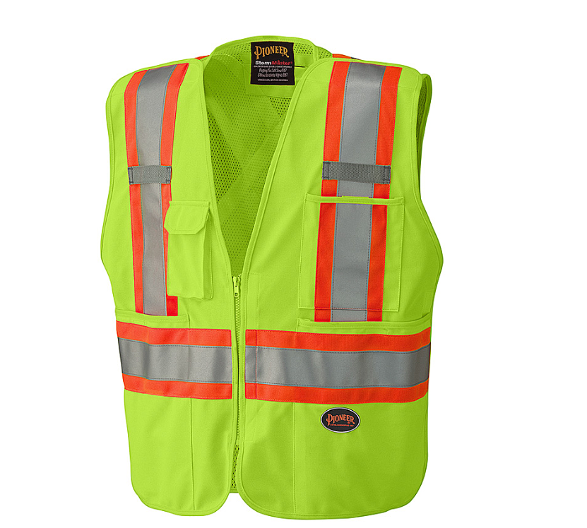 Veste de signalisation haute visibilité détachable au dos en maille Jaune/Vert haute-visibilité taille XL