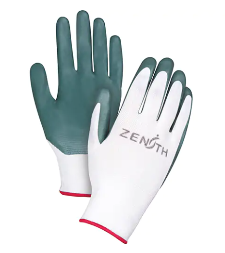 Gants en tricot de nylon blanc de calibre 13 paume enduite de nitrile léger noir taille 08 /Pr