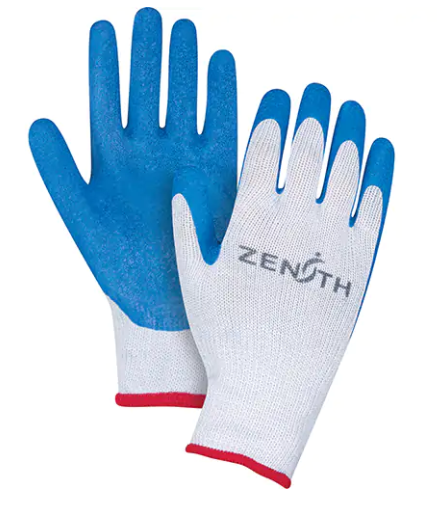 Gants en tricot de poly/coton de calibre 10 paume enduite de latex bleu texturé taille 11 /Pr