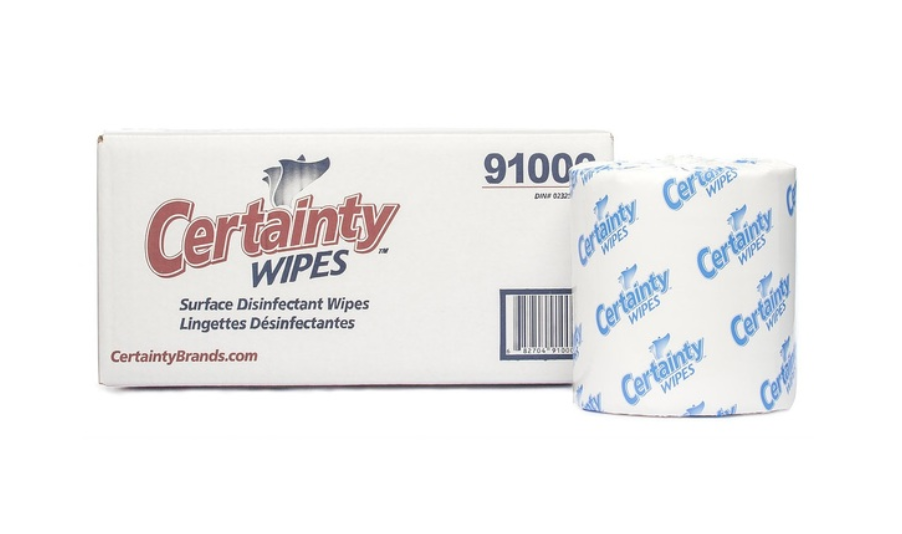 Certainty Wipes Lingettes désinfectantes pour le bureau 8" x 6" 2 rouleaux de 1000 feuilles /Cs
