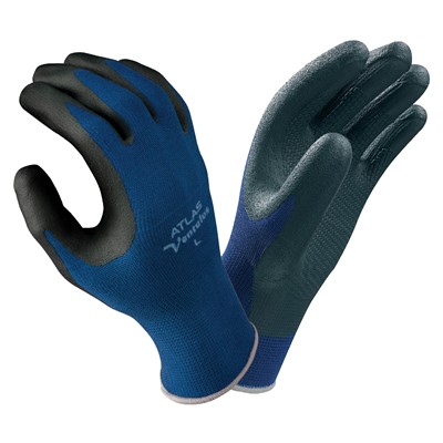 Showa Atlas 380 Gants en tricot de nylon bleu paume enduite de nitrile noir fini embossé taille 06 /Pr