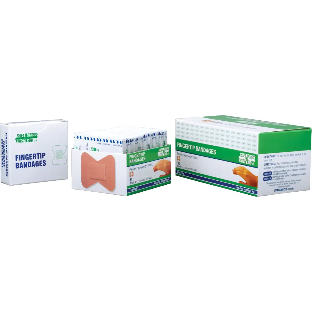 Bandages en tissu stériles pour bouts de doigts 2" x 1.75" 50 /Bte