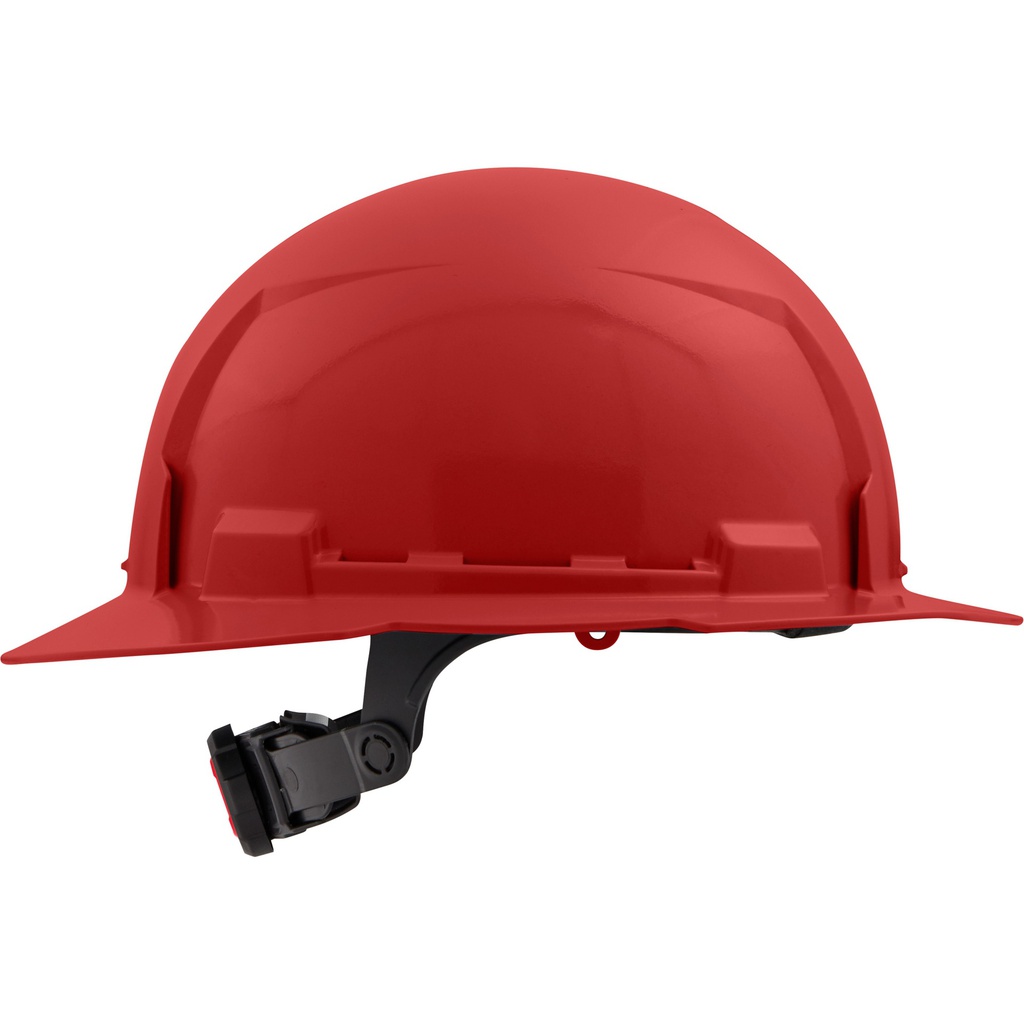 Casque de sécurité ventilé rouge avec suspension à rochet