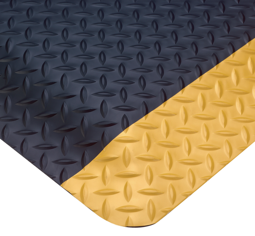 Tapis Smart No 497, Losange, 3' x 5' x 5/8", Noir/Jaune, PVC