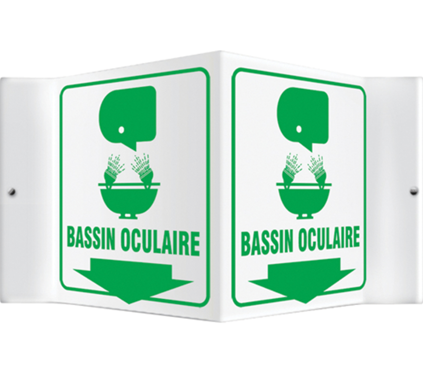 Enseigne ProjectionMC « Bassin Oculaire », 6" x 8-1/2", Plastique, Français avec pictogramme