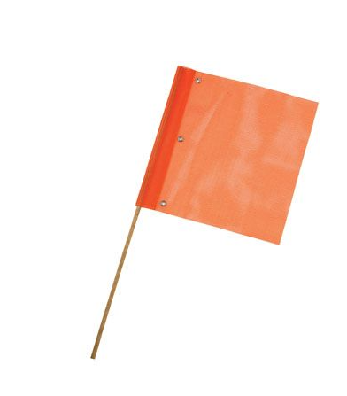 Fanion signalisateur orange 18" x 18" avec manche de 36"