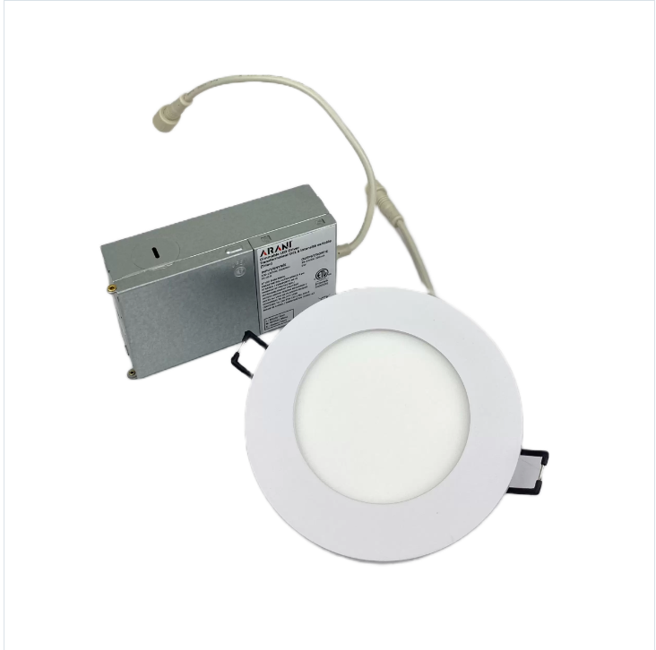 Encastré DEL à profil mince rond 3" 6W 420 lumens 3000K 120V gradable blanc