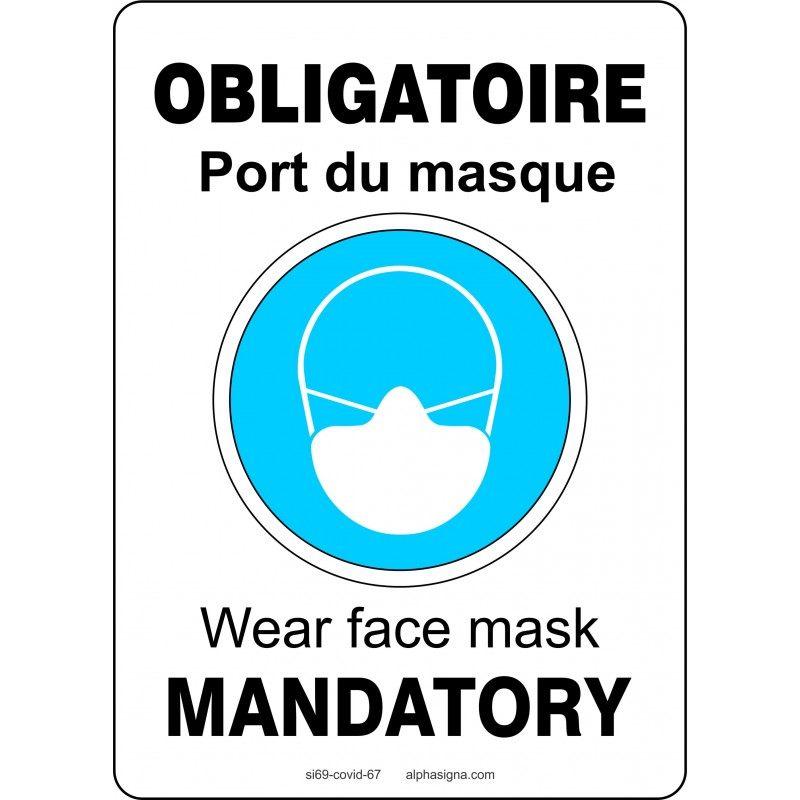 Affiche bilingue port du masque obligatoire