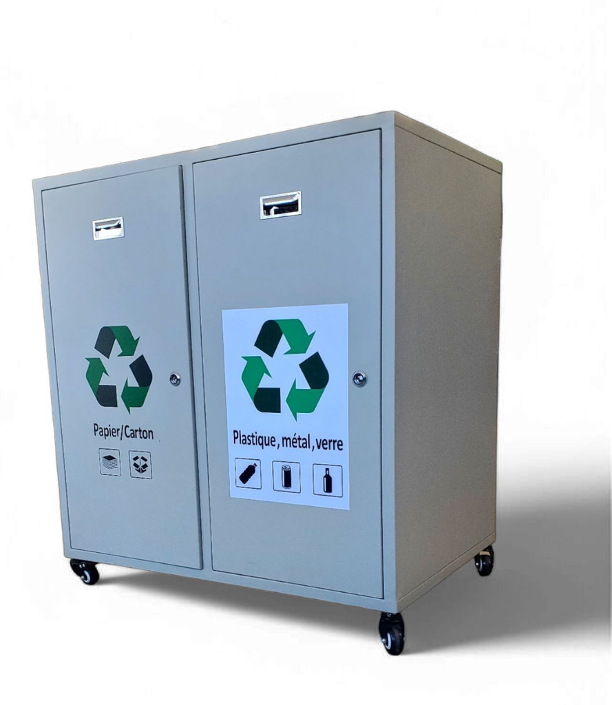 Contenant de recyclage à 2 flux en acier