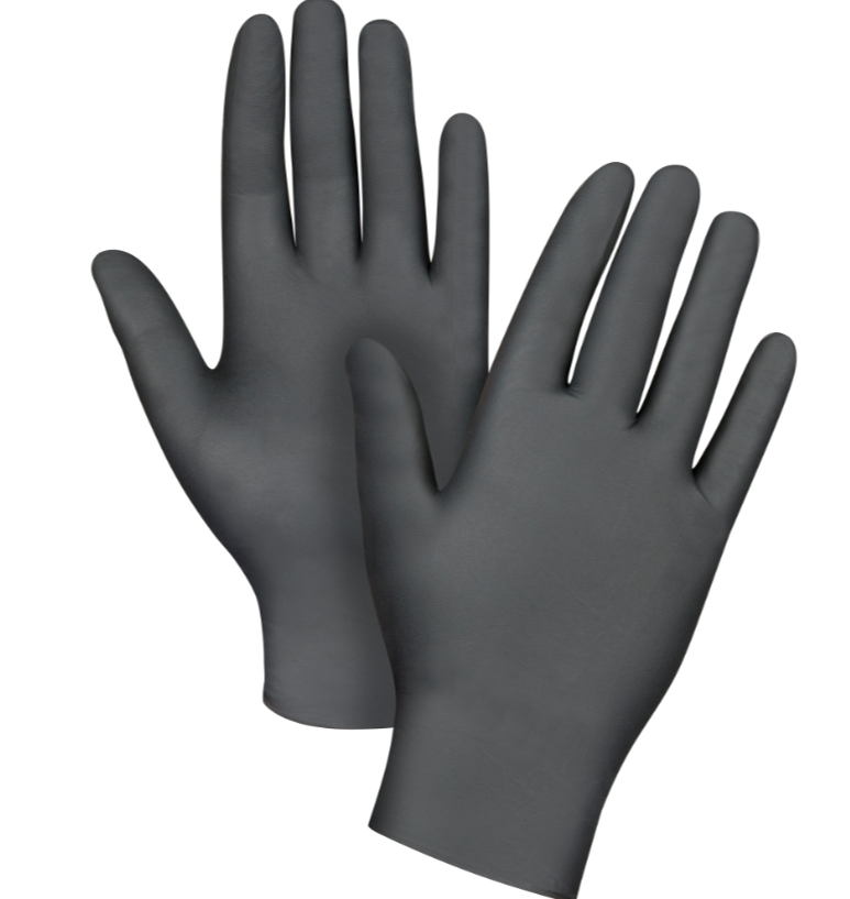  Gants d'examen à prise tactile, Moyen, Nitrile, 5 mils, Sans poudre, Noir