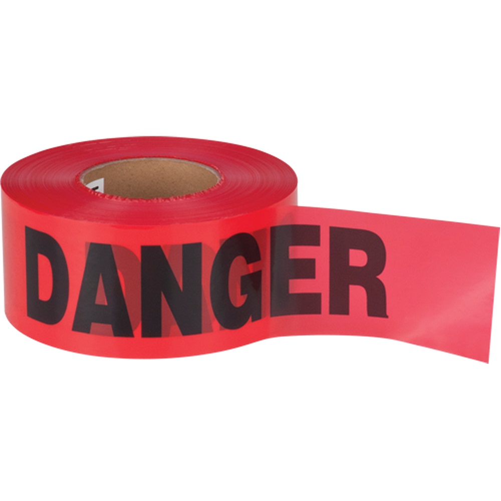 Ruban pour barricade «Danger», Bilingue, 3" la x 1000' lo, 2,5 mils, Noir/rouge