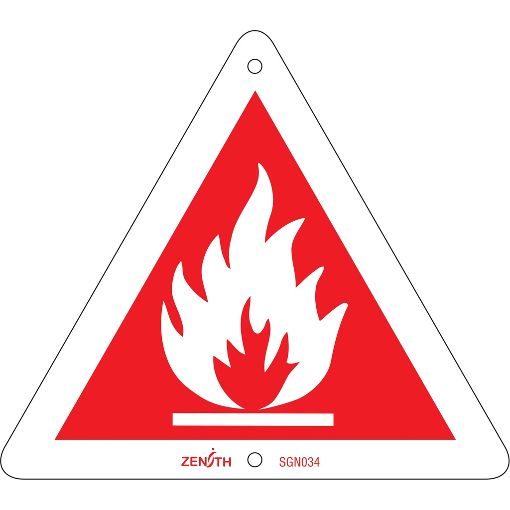 Enseigne de sécurité CSA en plastique triangle de 6" x 6" pictogramme inflammable