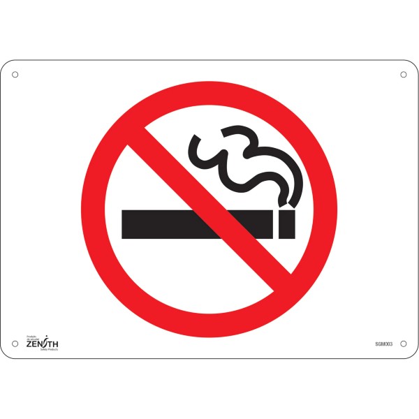 Enseigne «No Smoking», 10" x 14", Aluminium, Pictogramme