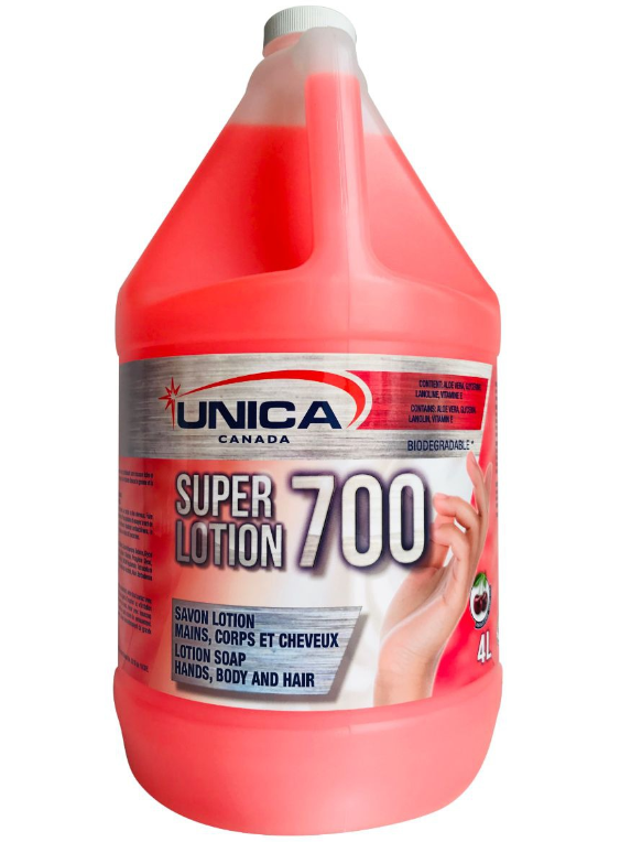 Super Lotion 700 Savon lotion doux, de couleur rose perlé produisant une mousse 4 * 4L