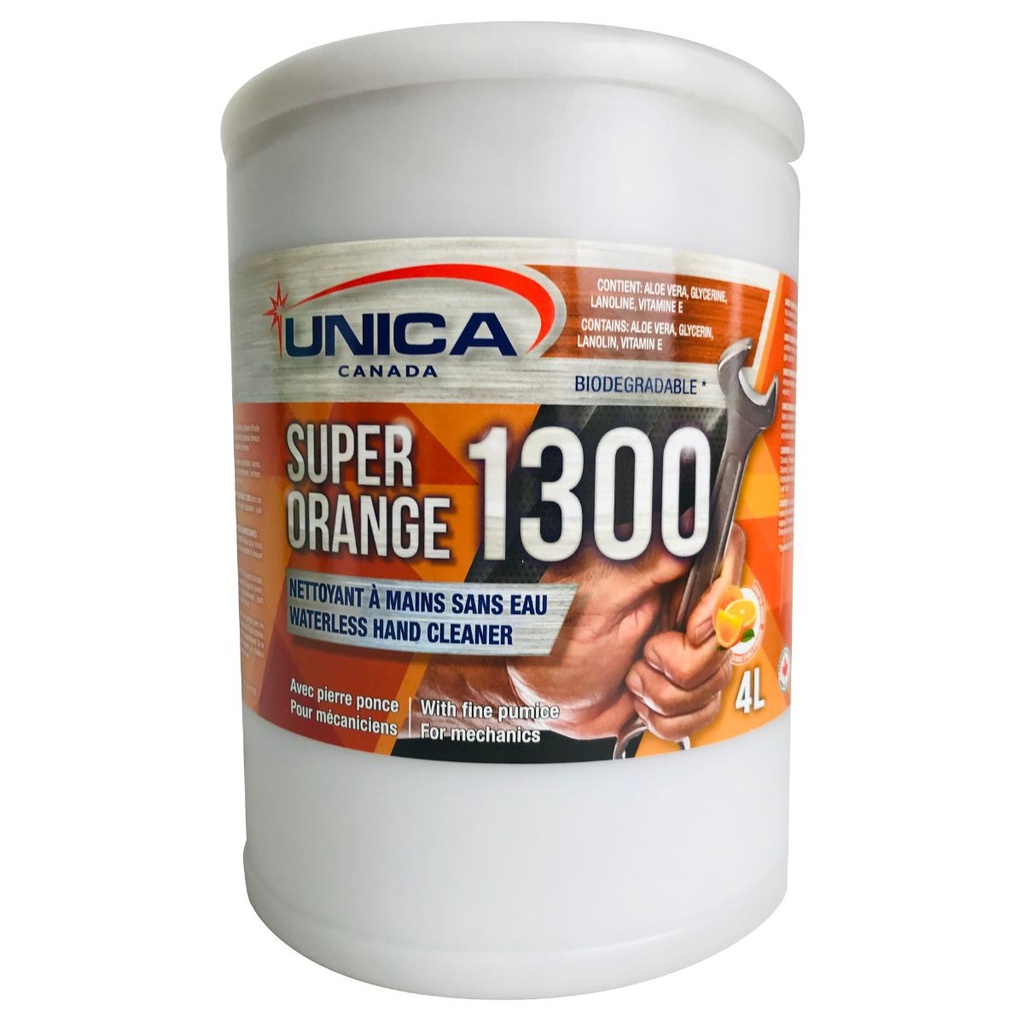 Super orange 1300 Nettoyant à mains en lotion blanche avec abrasif pierre ponce 4L