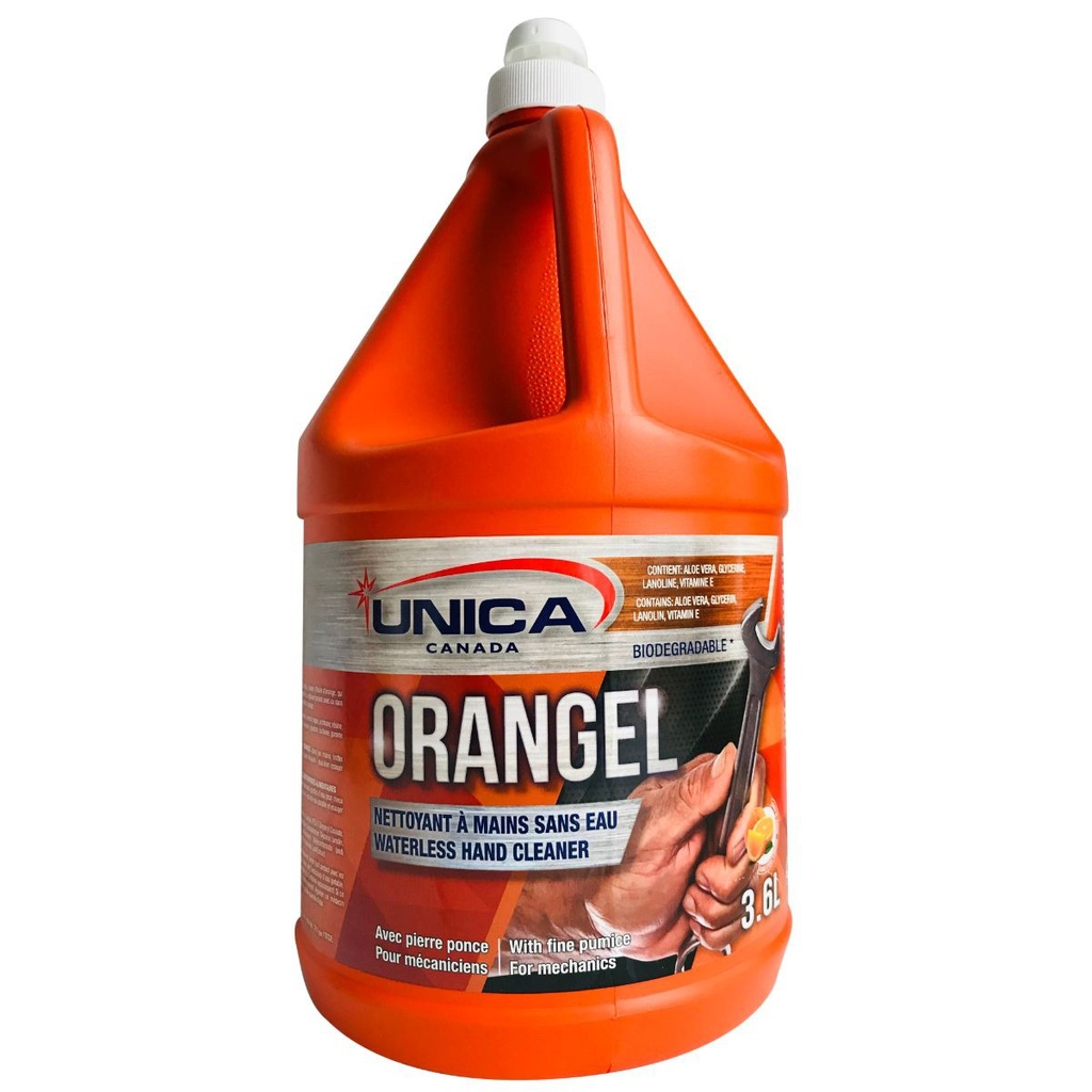 ORANGEL UNICA Nettoyant à mains en lotion blanche avec abrasif pierre ponce 3.6L