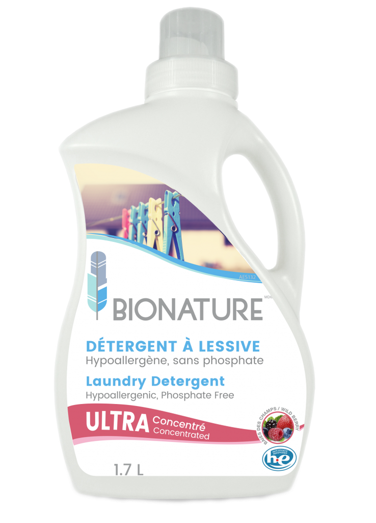 Bionature, Détergent à lessive nettoyage haute gamme compatible pour les laveuses frontales et standards fragrance d'agrumes 3.8l