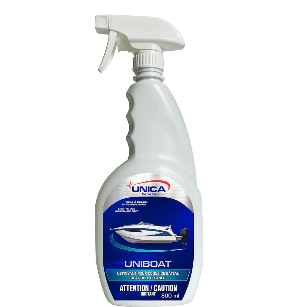 Uniboat Enlève instantanément les taches d’algue, la rouille, la ligne d’écume, le sang de poisson, etc 800ml