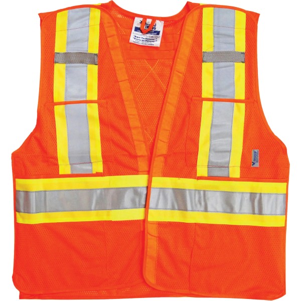 Vestes de sécurité pour la circulation, Orange haute visibilité, Moyen/Petit, Polyester, CSA Z96 classe 2 - niveau 2