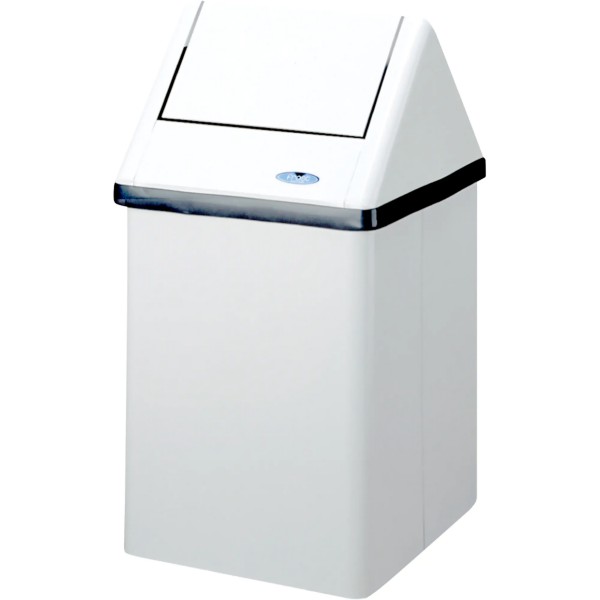 Poubelle 11 Gal en acier blanc avec couvercle pivotant