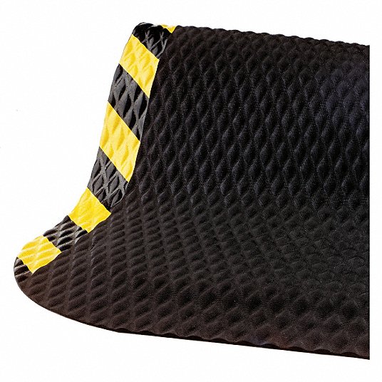 Tapis Anti-Fatigue Hog Heaven no 424, Losange, 3' x 2' x 7/8", Noir/Jaune, Nitrile