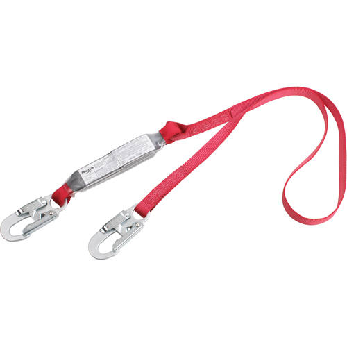 PRO™ Shock Absorbing Lanyards, 6', E4, Snap Hook Center, Snap Hook Leg Ends, Polyester, 1 Leg(s)