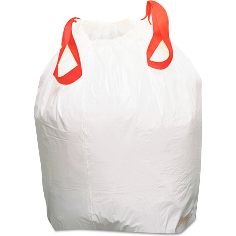 Lot de 300 sacs poubelle de cuisine haut de 33 gallons avec cordon de serrage, 0,9 mil, blanc