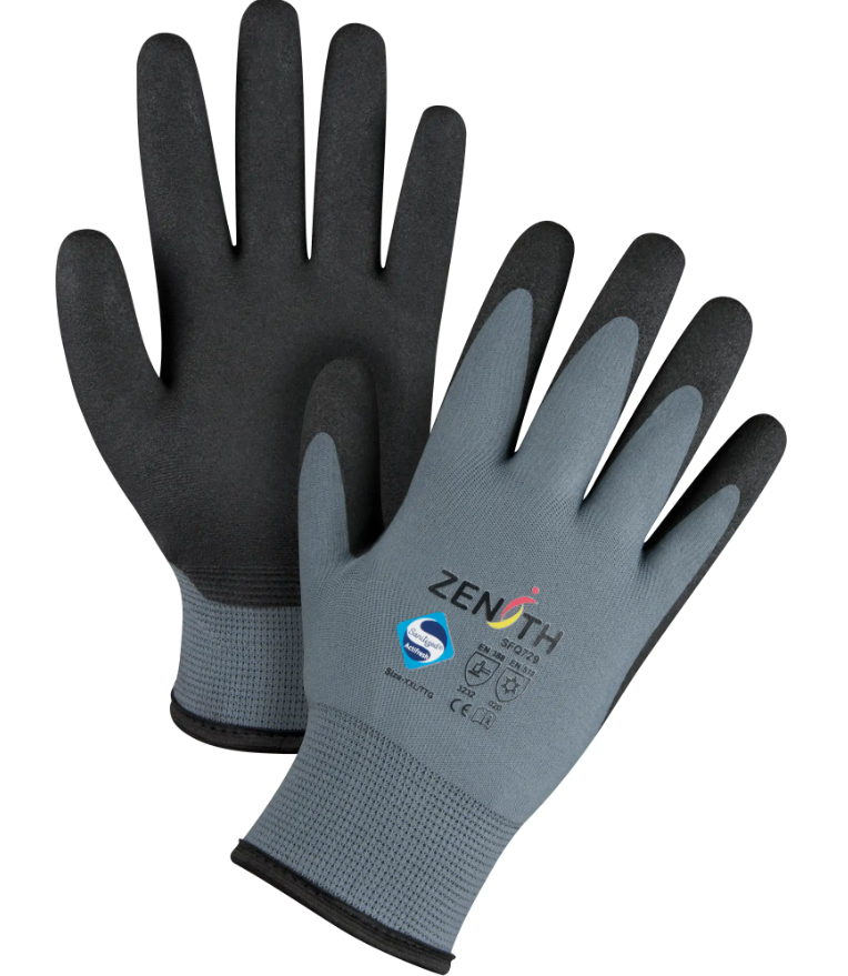 Gants enduits de première qualité ZX-30°, 11/2T-Grand, Rêvetement PVC, Calibre 15, Enveloppe en Nylon