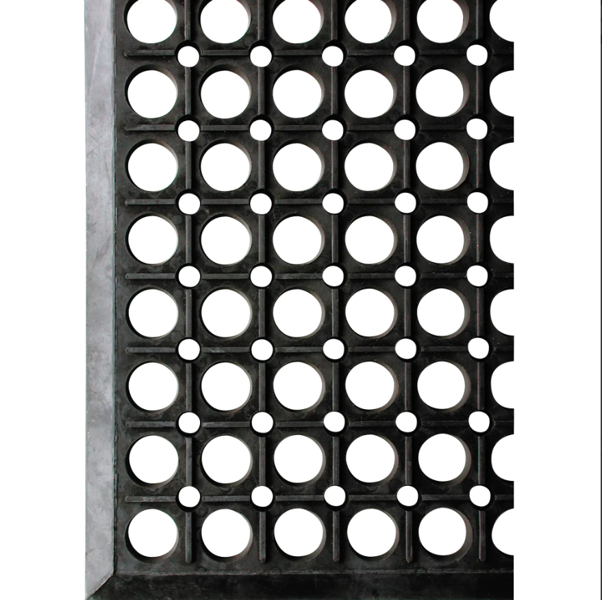 Tapis Workrite No 474, À fentes, 10' x 3' x 1/2", Noir, Caoutchouc naturel