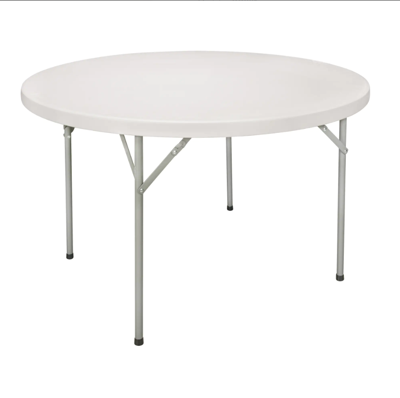 Table pliante, Ronde, 60" l x 60" la, Polyéthylène, Blanc