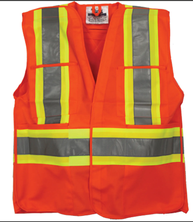 Veste de sécurité pour la circulation, Orange haute visibilité, 2T-Grand/3T-Grand, Polyester, CSA Z96 classe 2 - niveau 2