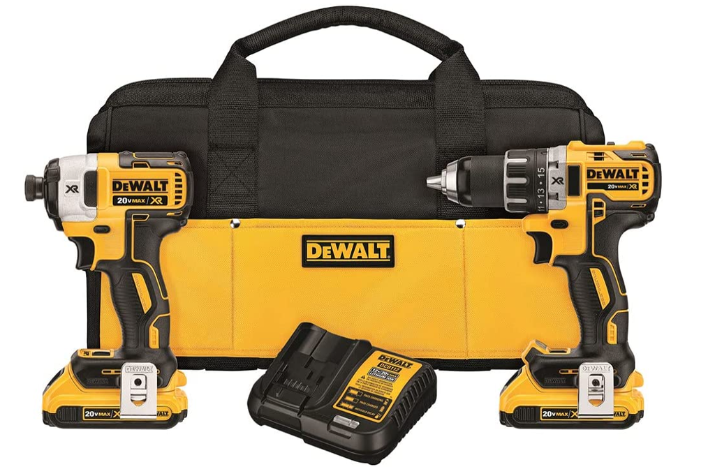 DEWALT Perceuse sans fil et visseuse à percussion 20 V MAX, kit d'outils électriques avec 2 batteries et chargeur, sans balais