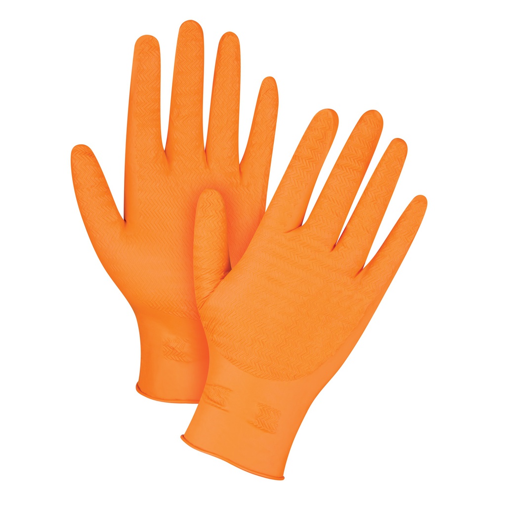 Gripper Disposable orange nitrile gloves 7mil powder-free XX-Large 100/Box