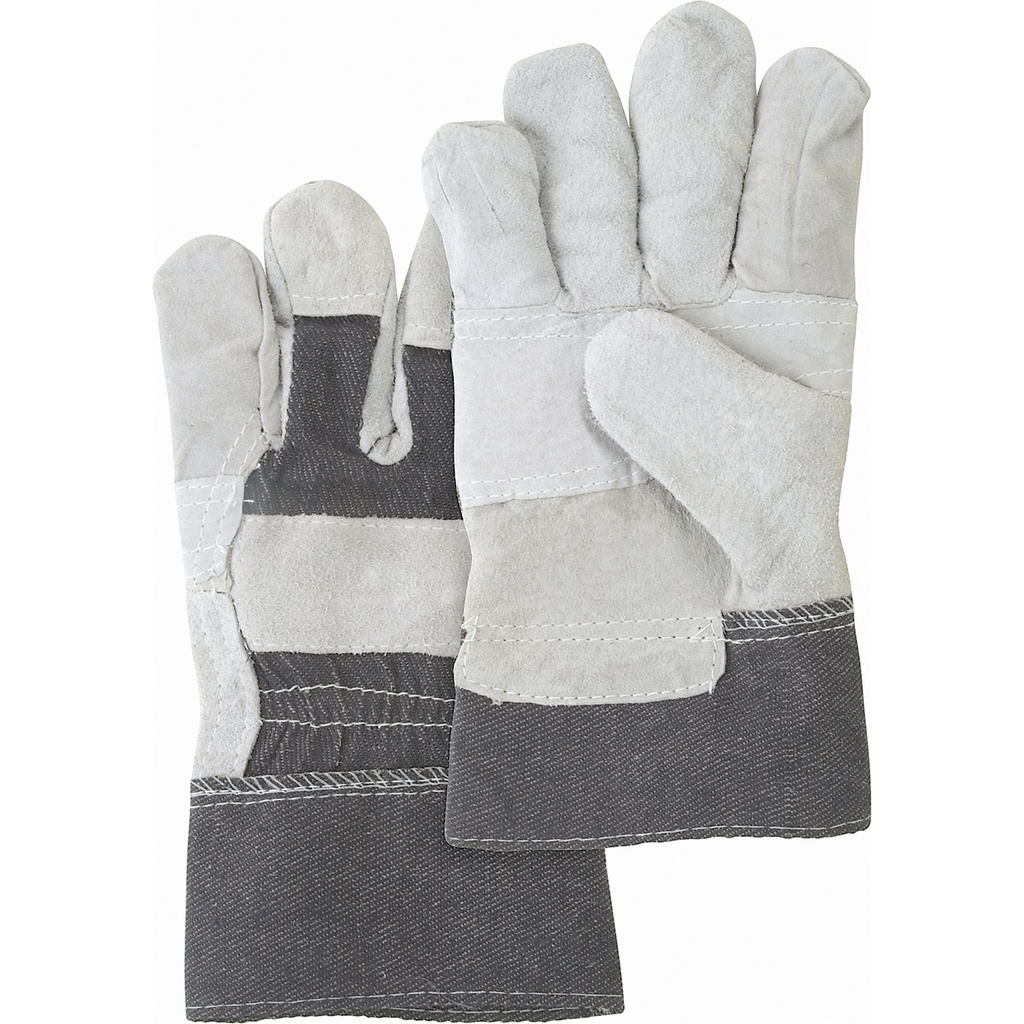 Gants d'ajusteur en cuir refendu paume renforcée poignet denim Large /Pr