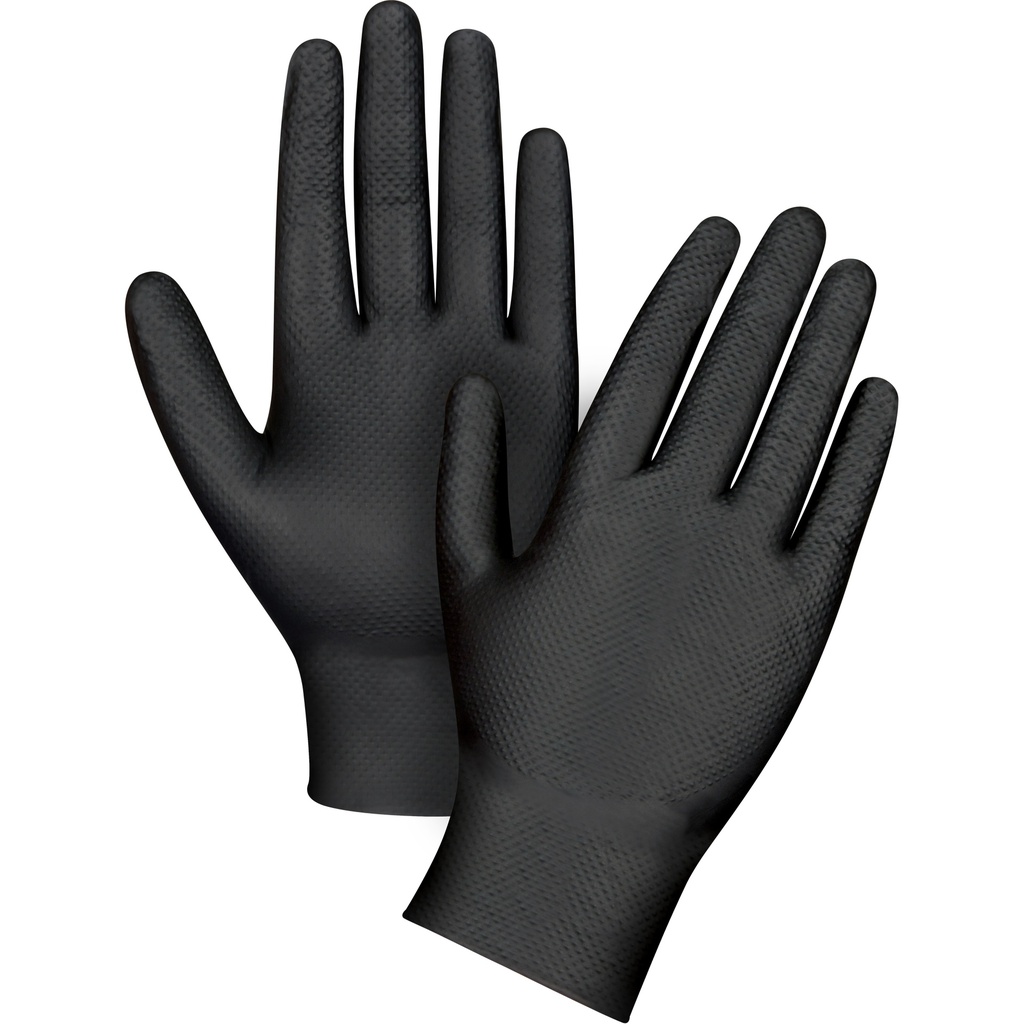 Gants jetables en nitrile noir texturé 8mil non-poudrés XX-Large 50/Bte