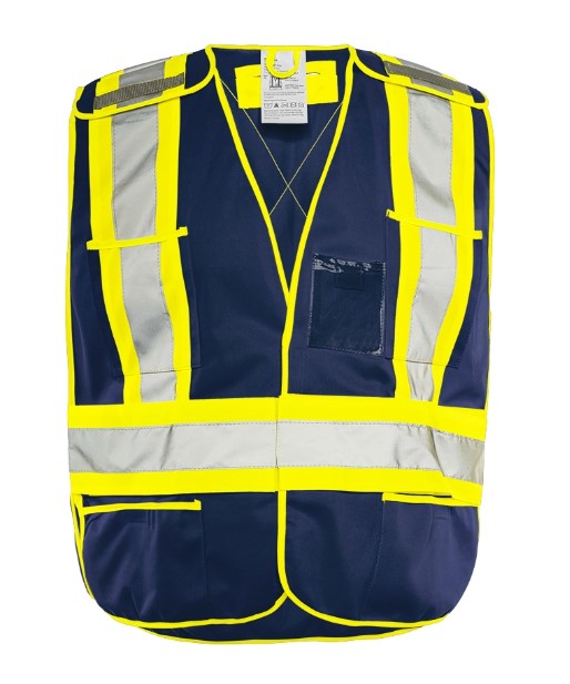 TV2 High-Visibility safety vest 5pt tear-away 5 pockets polyester fabric 4" reflective tape yellow/silver universal size