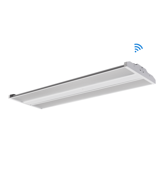 Luminaire DEL linéaire pour plafonds élevés 200/230/270W 4000/5000K 120-347V avec réceptacle pour détecteur