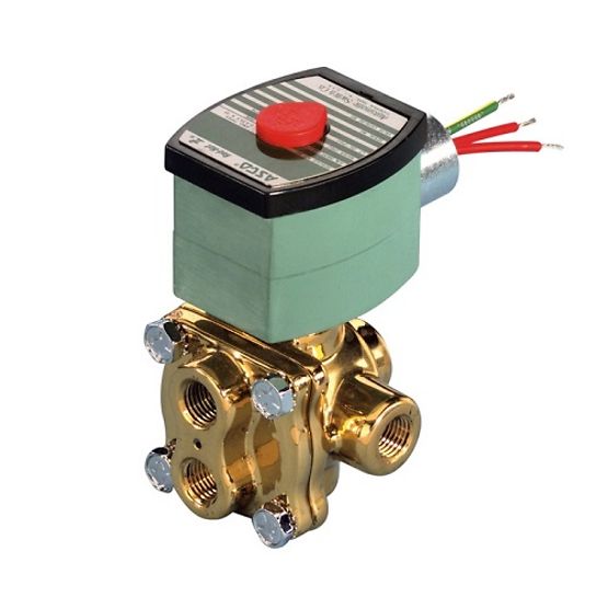 4-Way solenoid valve 1/4-NPT brass 120VAC