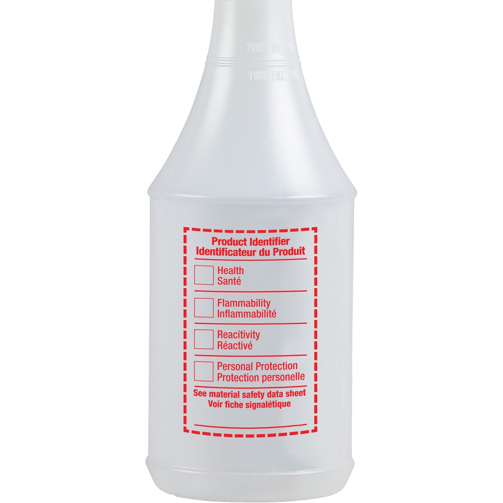 Bouteille 24 oz graduée plastique naturel avec imprimé WHMIS