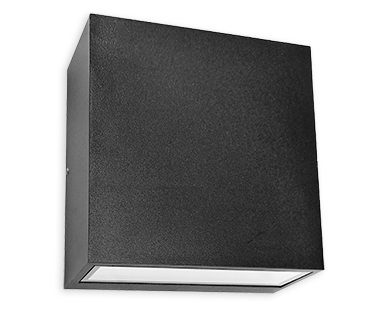 Luminaire mural extérieur DEL carré 5-1/2" x 5-1/2" x 2-1/4" éclairage haut et bas 2x9W 3000K 120V non-graduable noir