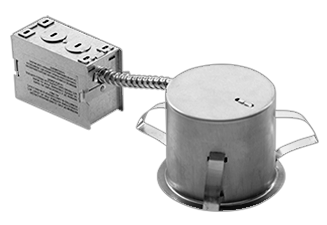 Boîtier encastré 3-5/8" à profil bas 3-3/8" GU10 120V MAX 10W pour plafonds isolés/non-isolés