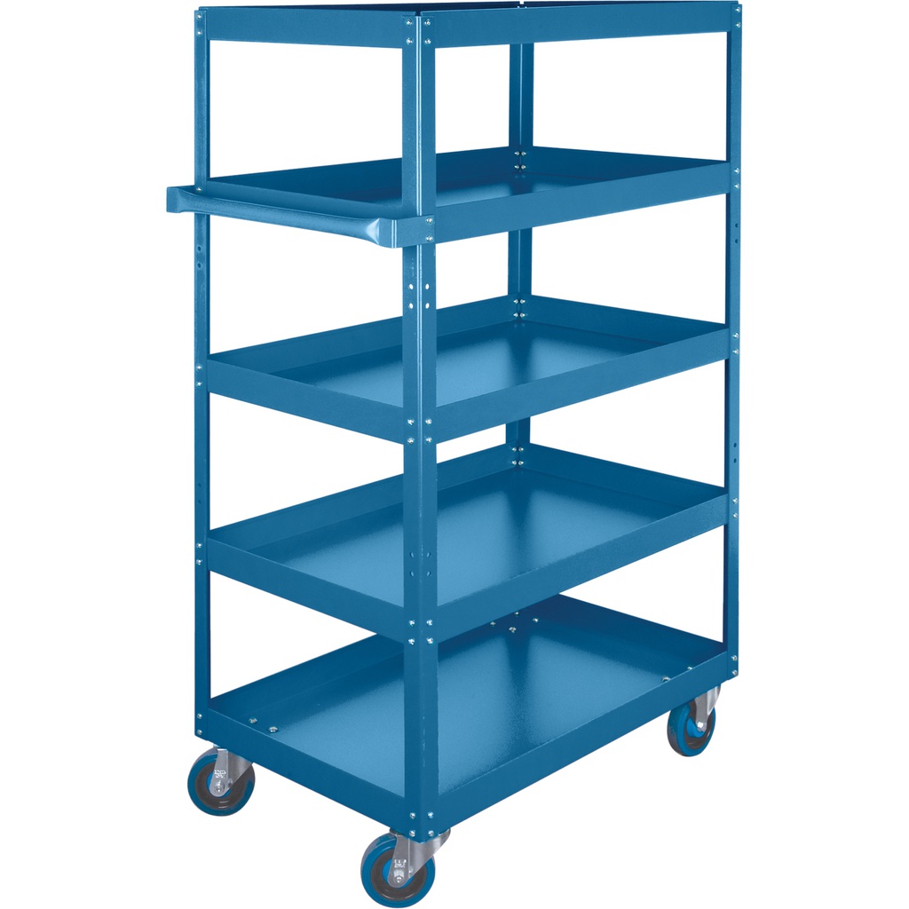 Steel shelf cart 24" x 48" x 61" 5 shelves, 5" rubber casters, 900 lbs capacity, knocked down